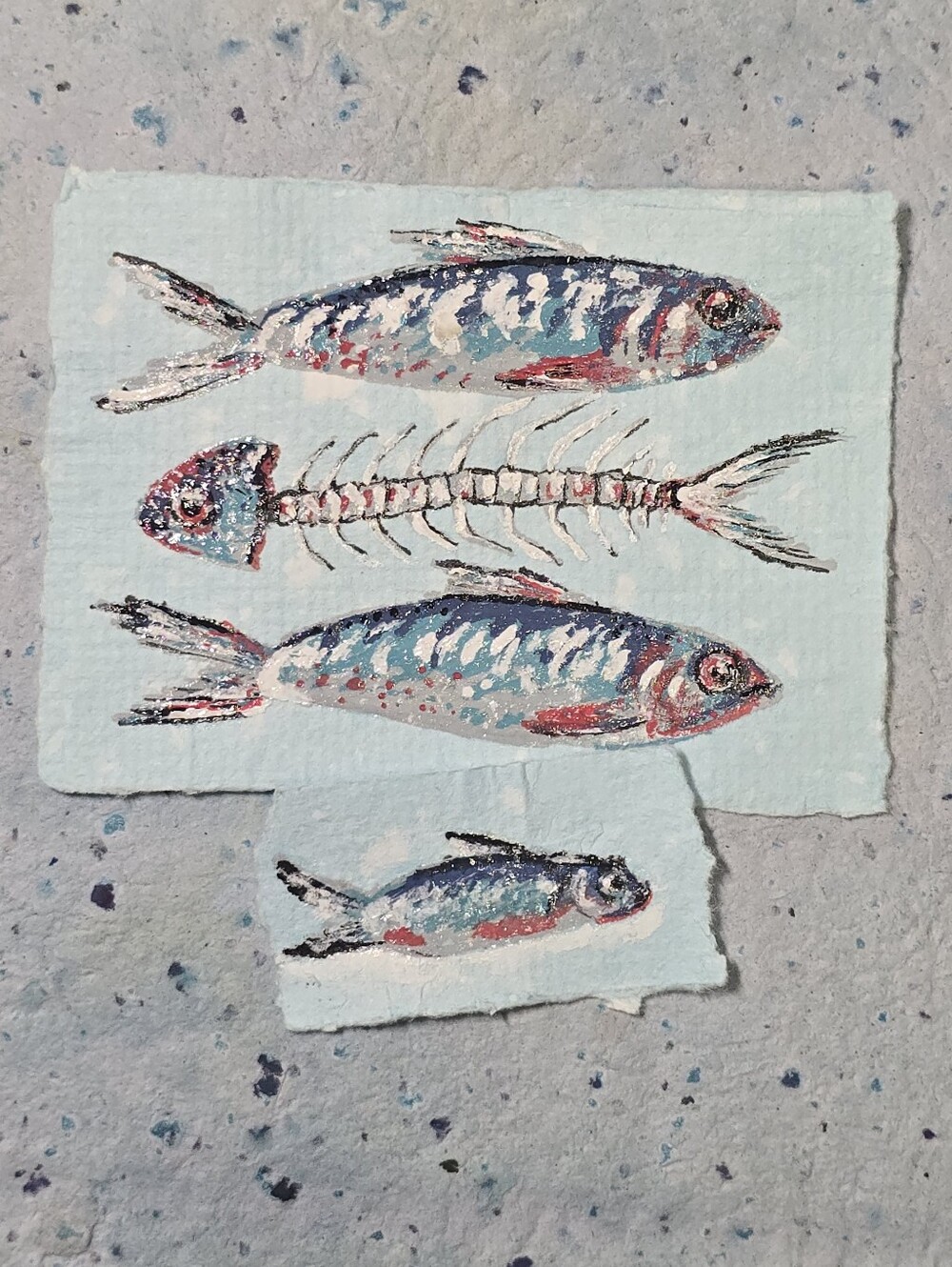 Sardine Fish Original Mini Painting 🐟 ACEO